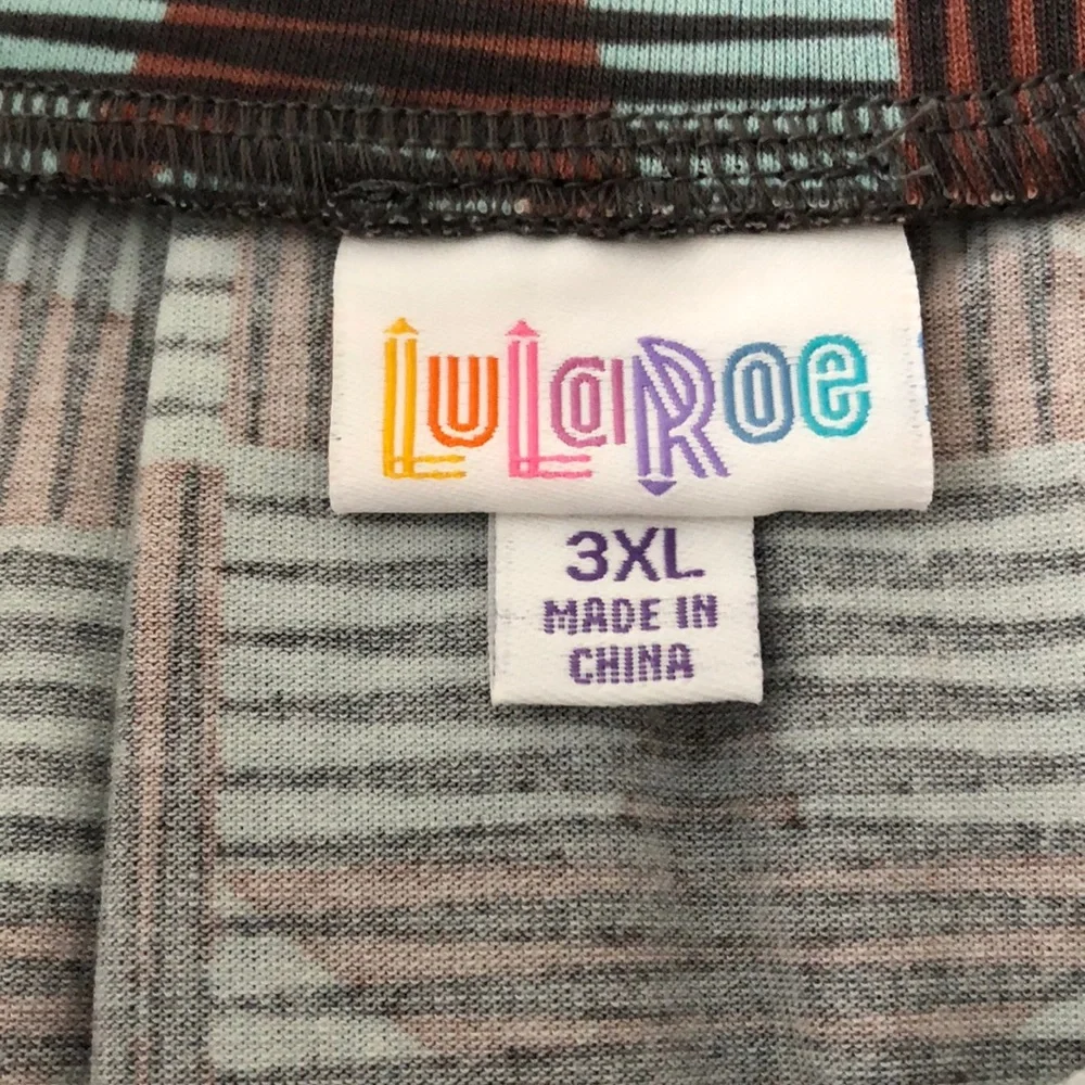 LuLaRoe A-Line Skirt in Brown and Teal Geometric Print - Picture 3 of 4